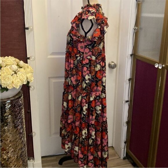 Cinq à Sept High Low Floral Dress - Pink and Black, US0 - Picture 9 of 13